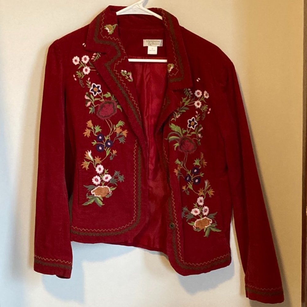 Vintage embroidered corduroy blazer